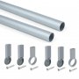 Kit round bar Ø28 cabinet 1150mm anodized aluminum Emuca