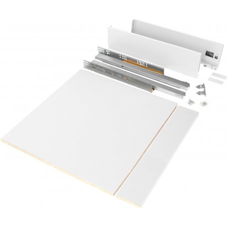 Kit Vertex drawer kitchen or bathroom panels with 500mm depth 600mm height 93mm white steel module Emuca