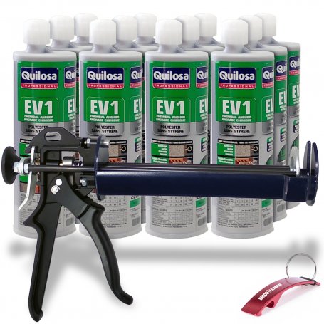 chemical anchor Quilosa box 12 cartridges EV1 + 410ml special applicator gun
