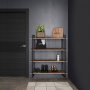 Lader shelf with structure and shelves height 1150mm steel and wood Emuca