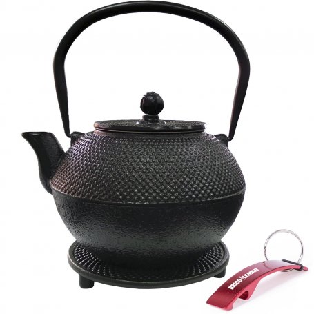 Tea set of cast iron black 1,20lt and reposateteras plane Ibili