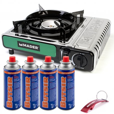 Portable gas stove to 2.2kW + 4 Mader gas cartridges B-250 Butsir