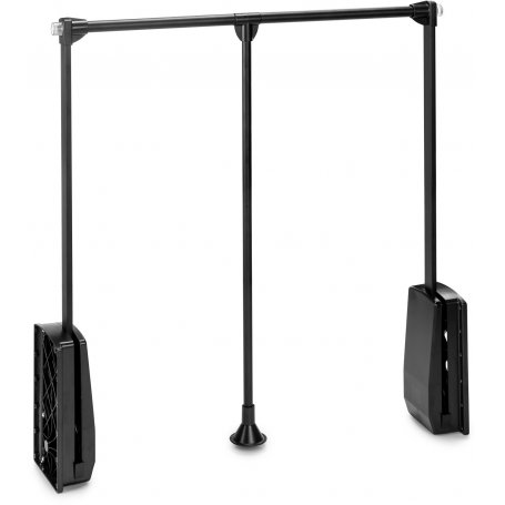 Adjustable folding hanger for wardrobe 830-1.150mm up to 12kg black painted steel Emuca