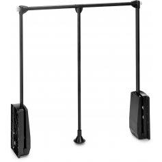 Adjustable folding hanger for wardrobe 830-1.150mm up to 12kg black painted steel Emuca