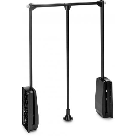 Folding hanger for wardrobe 450-600mm adjustable up to 12kg black painted steel Emuca