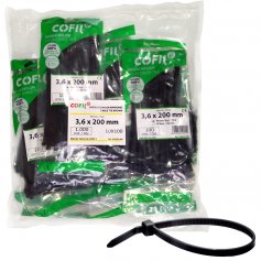 Nylon flange black 200x3.6 batch of 10 bags of 100 units Kabra