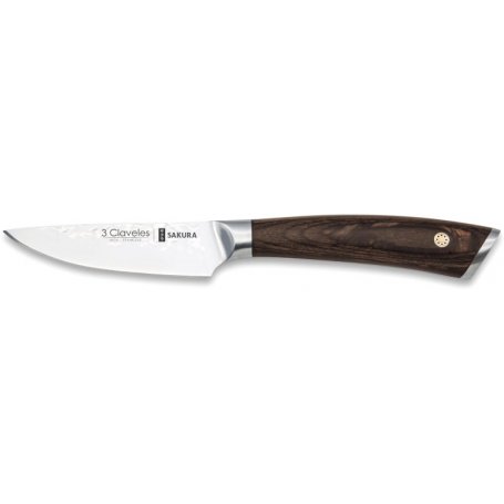Sakura vegetable knife 9cm stainless steel Pakka wood handle forged Hammered 3 Claveles