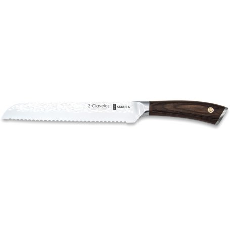 Sakura Clothier knife 19cm stainless steel Pakka wood handle forged Hammered 3 Claveles