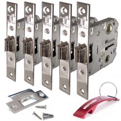 Lock unified Tesa 2004U plated handle front square plot of 5 units