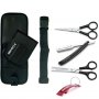 In September barber scissors case + 2 edge microdentado Relax 6 "cutting and carving knife barber 20cm + 3 Claveles