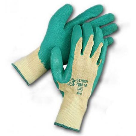 Cotton back green latex gloves size 9 Cipisa