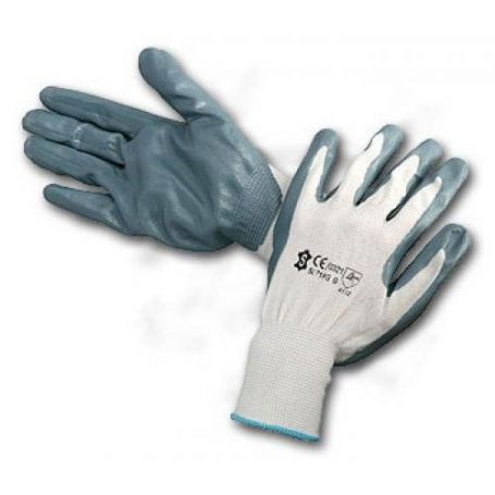 Nitrile gloves gray back white nylon size 8 Cipisa