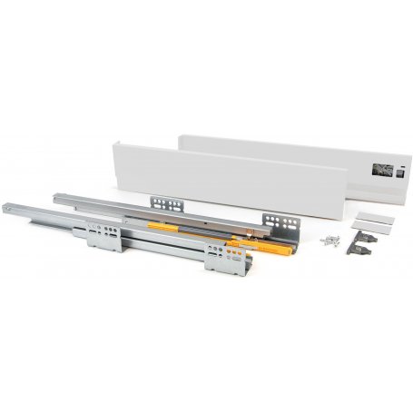 Kit Concept kitchen drawer height 138mm depth 450mm white steel soft close Emuca