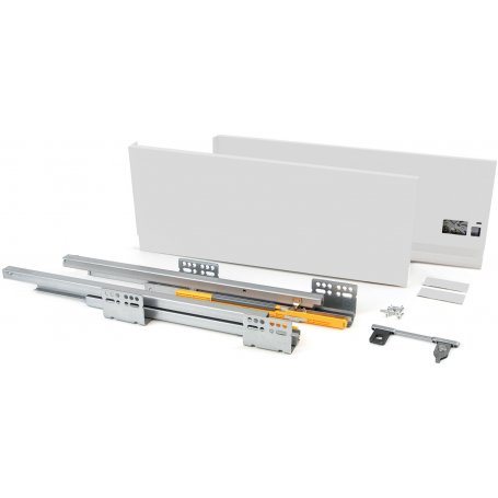 Kit Concept kitchen drawer height 185mm depth 450mm white steel soft close Emuca