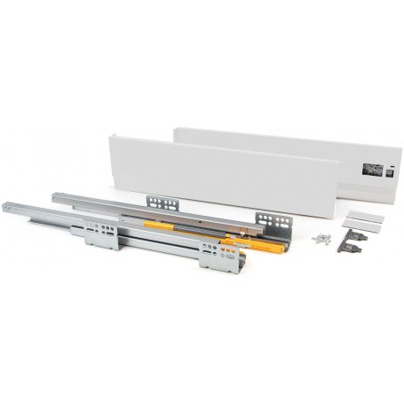 Kit Concept kitchen drawer height 138mm depth 400mm white steel soft close Emuca