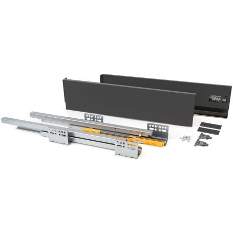 Kit Concept kitchen drawer height 105mm depth 500mm close mild steel anthracite gray Emuca