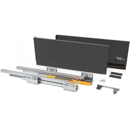 Kit Concept kitchen drawer height 185mm depth 500mm close mild steel anthracite gray Emuca