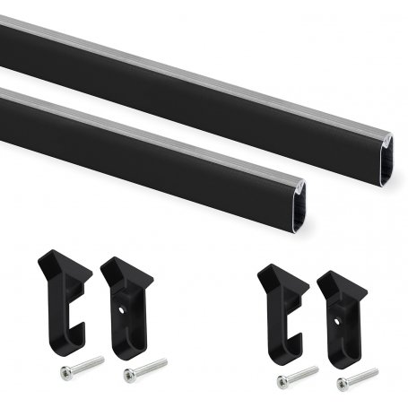 Silk closet rod kit 0.75m aluminum and black plastic Emuca