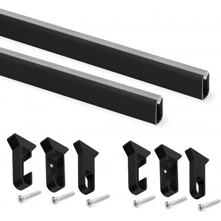 Silk wardrobe rail kit 1,15m aluminum and black plastic Emuca