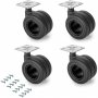 Hole wheel kit with mounting plate Ø65 steel and black plastic Emuca