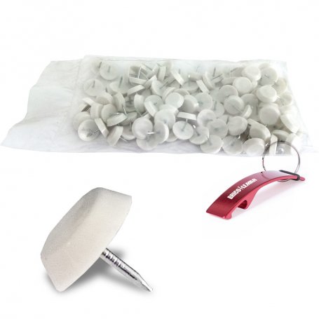 Bag of 100 white plastic sliders with 19mm Master nail