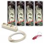 Pack of 4 multiple bases with 3 sockets with TT Lateral switch 16A 250V ~ 1,5m cable Famatel