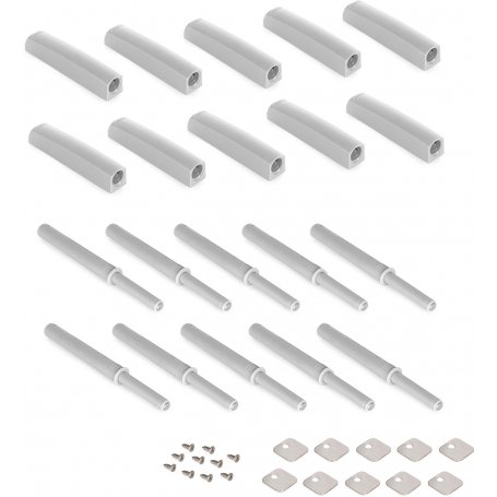 Lot of 10 Push Lite door closers to screw with regulation 80mm magnetic gray plastic Emuca