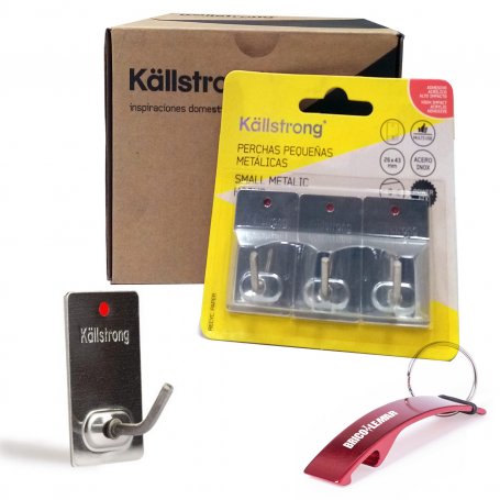 Box with 5 blisters of 3 small adhesive metal hangers Kallstrong