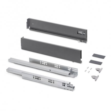 Cajón Vertex regulación 3D altura 93mm 40kg profundidad 450mm gris antracita - Emuca