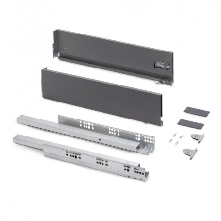 Cajón Vertex regulación 3D altura 131mm 40kg profundidad 450mm gris antracita - Emuca