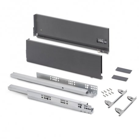 Cajón Vertex regulación 3D altura 178mm 40kg profundidad 450mm gris antracita - Emuca