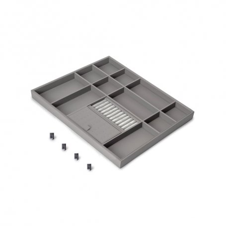 Cajón organizador para armarios Quartz, 540mm (M70), Piel ecológica y madera, Titanio - Emuca