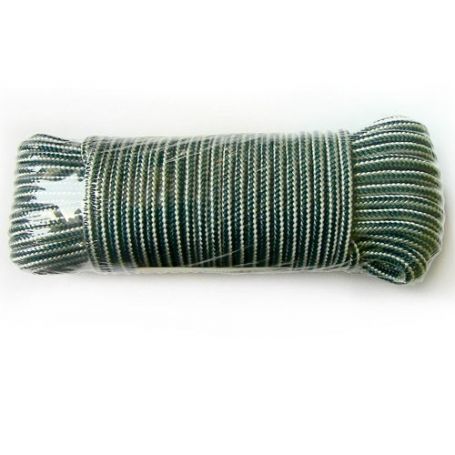 Skein of white polypropylene rope and twisted green 10mts HCS