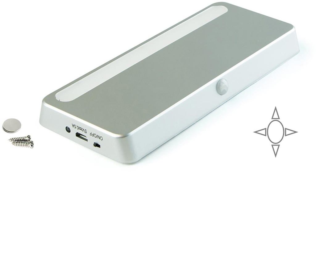 Wiederaufladbare LED-Bewegungs-Sensor 4000K metallic grau Kunststoff Emuca