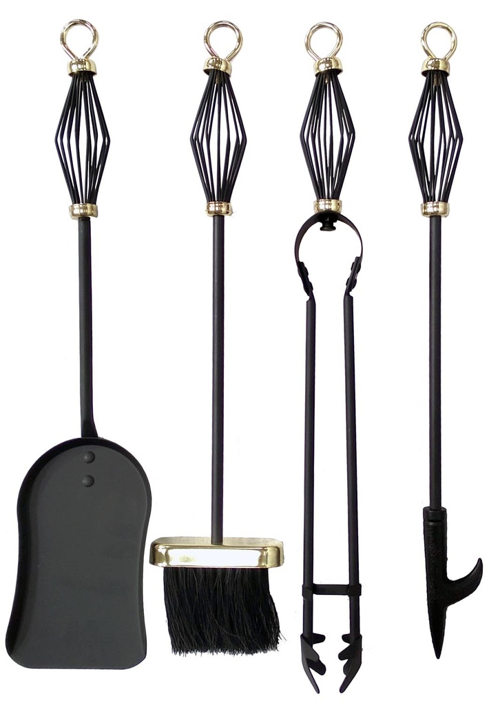 Set van 4 haard werktuigen zwarte goud Maiol