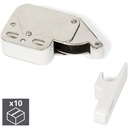 Lot 10 heen en weer bewegende sluitingen voor meubelen en plastic Fast Klink staal wit Emuca