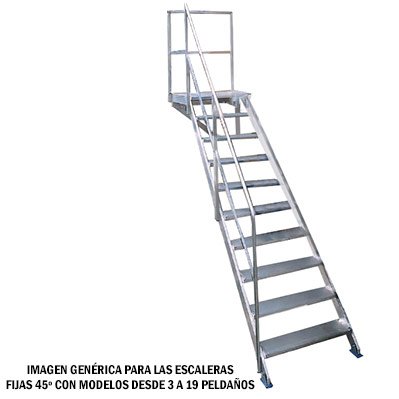 apoio fixo escada corrimão inclinação 45º 17 passos Plabell