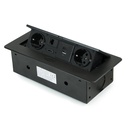 Multiconector Atom 26 negro 2 Schuko 1 USB-A 1 USB-C RJ45 HDMI - Emuca