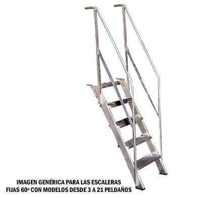 fixed staircase handrail support with inclination 60º 4 steps Plabell