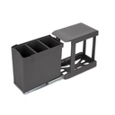 Contenedor reciclaje automático 3x10L gris antracita fijación inferior - Emuca