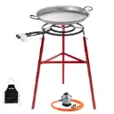 Kit Vaello paellero 400mm + paellera 42cm + patas reforzadas La Valenciana + regulador y manguera de gas